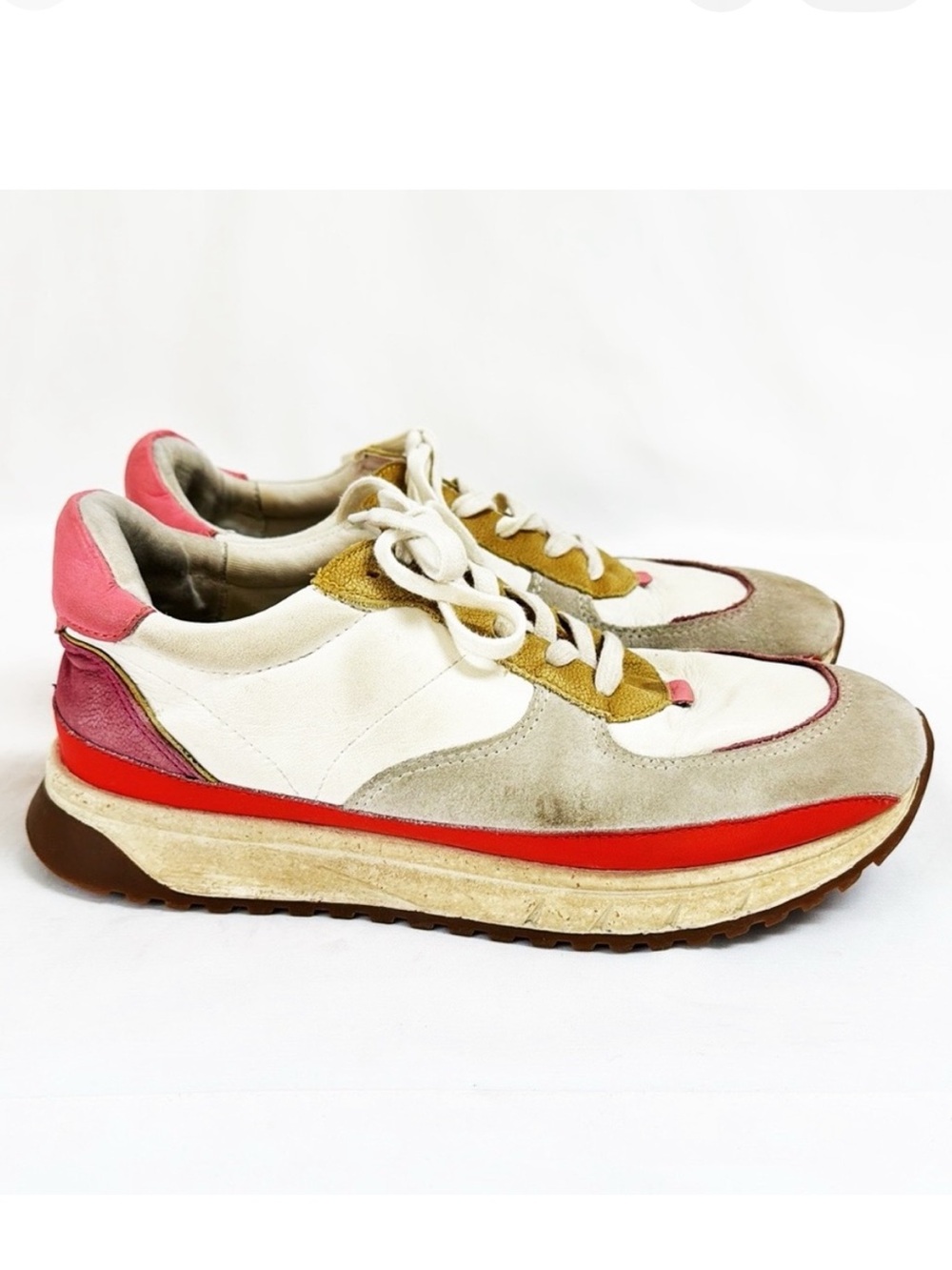 MADEWELL Kickoff Trainer Sneakers Gray/Pink/Cream Size 8.5 Women’s
